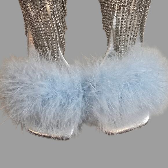 Jeffrey Campbell Dynamite Feather Heels Sz. 6.5 - Picture 3 of 9
